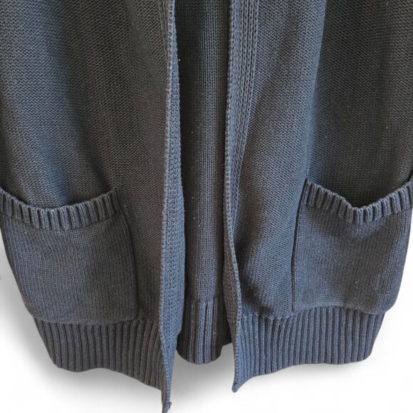 Tahari Womens Medium Navy Blue Hooded Knit Cardigan With Pockets - Picture 4 of 5